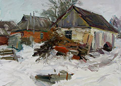 &laquo;Winter in a Village&raquo; by Maksym Mazur [2015] (oil on canvas)