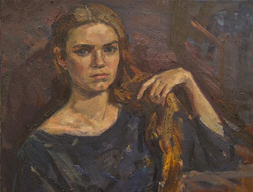 Portrait of Liza by Maksym Mazur [2018] (oil on canvas)