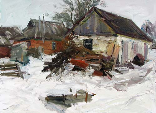 Winter on the Countryside by Maksym Mazur [2015] (oil on canvas)