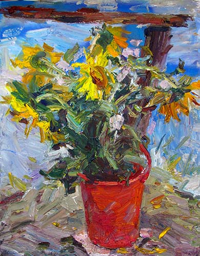 Sunflowers by Maksym Mazur [2016] (oil on canvas)