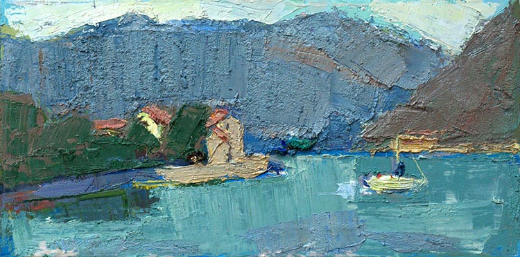 &laquo;Silver day in Montenegro&raquo; by Maksym Mazur [2018] 40×80cm, oil on canvas
