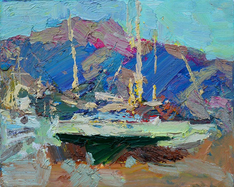 &laquo;Evening in the port&raquo; by Maksym Mazur [2017] 40×50cm, oil on canvas