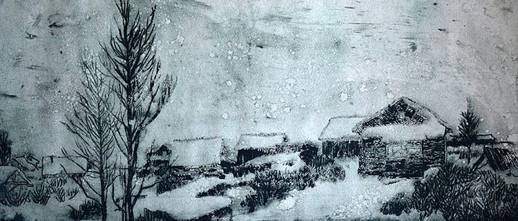 &laquo;Christmas&raquo; by Yelyzaveta Mazur [2015] 24×55cm, etching