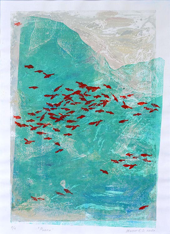 &laquo;Fishes&raquo; by Yelyzaveta Mazur [2015] 54×40cm, mixed technique