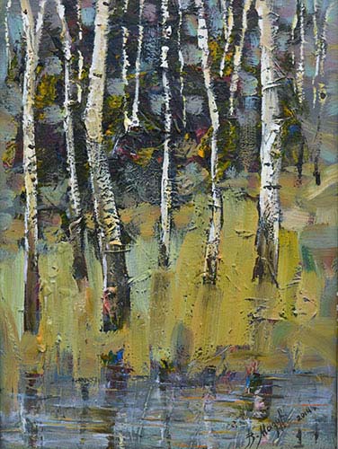 Birches by Volodymyr Mazur [2014] (oil on canvas)