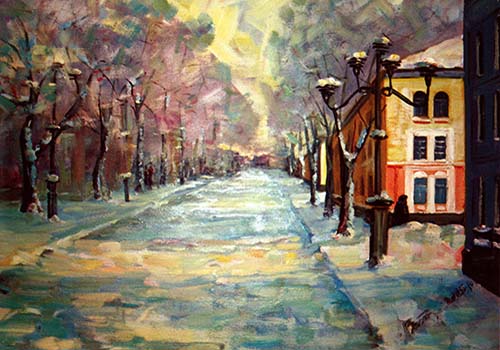 &laquo;Zhovtneva Street&raquo; by Volodymyr Mazur [2004] (oil on canvas)