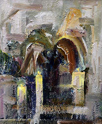 Evening Prayers by Volodymyr Mazur [2015] (oil on canvas)