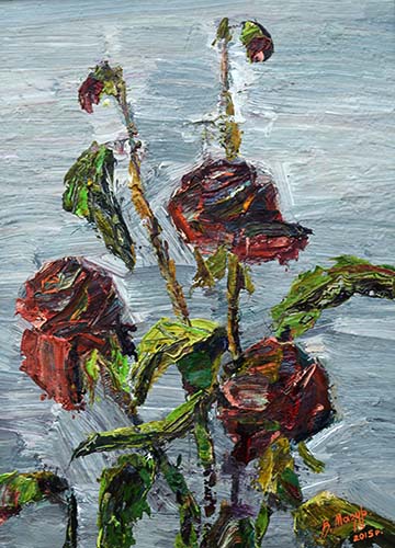 Garden Roses by Volodymyr Mazur [2015] (oil on canvas)